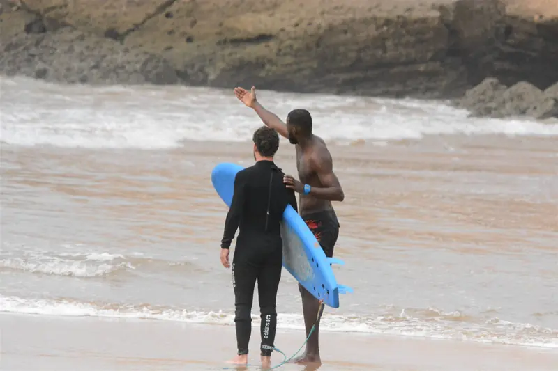 Private one-on-one surf coaching on the beach in Tamraght
